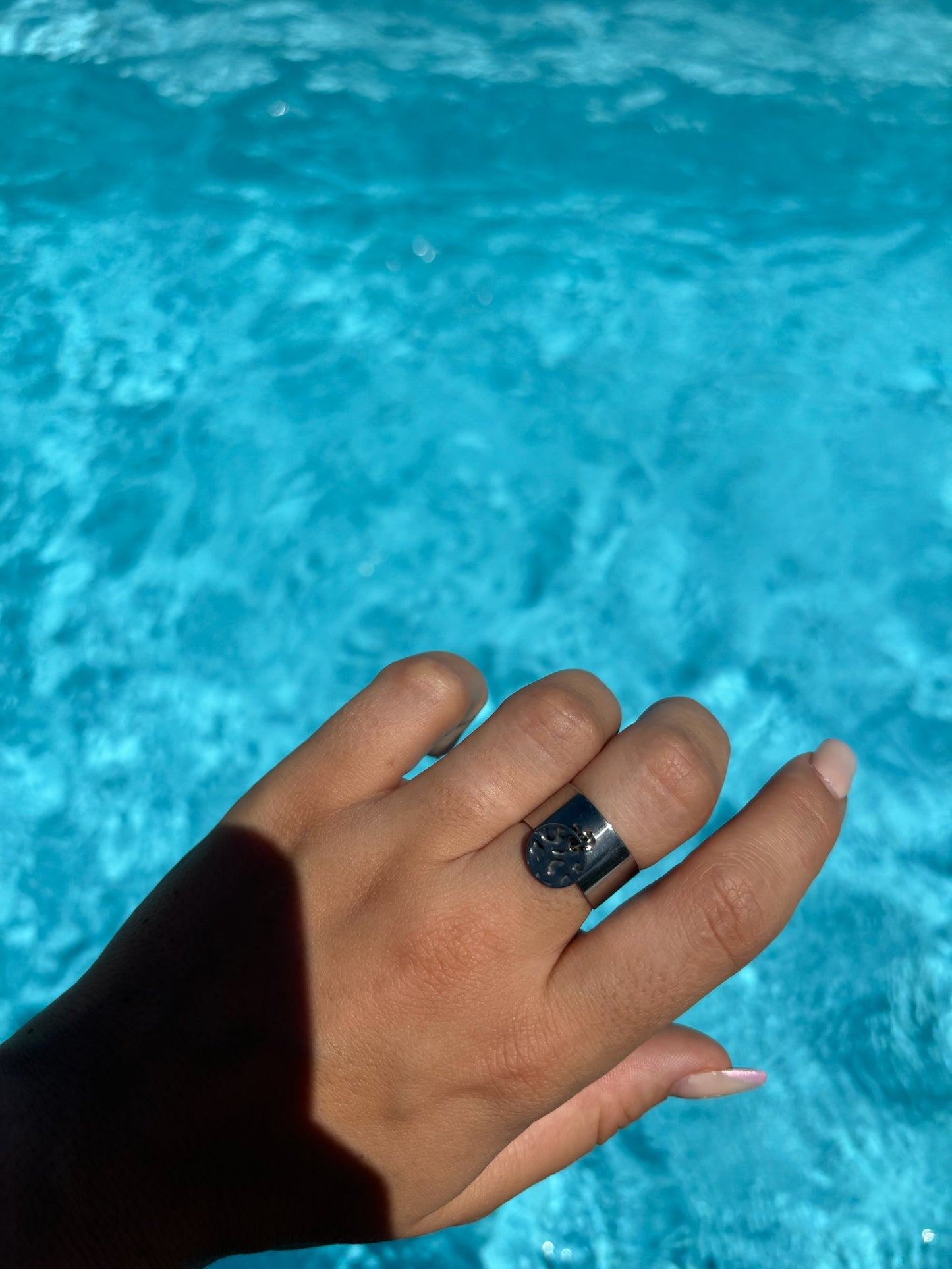 Bague breloque ajustable - Rond matelassé