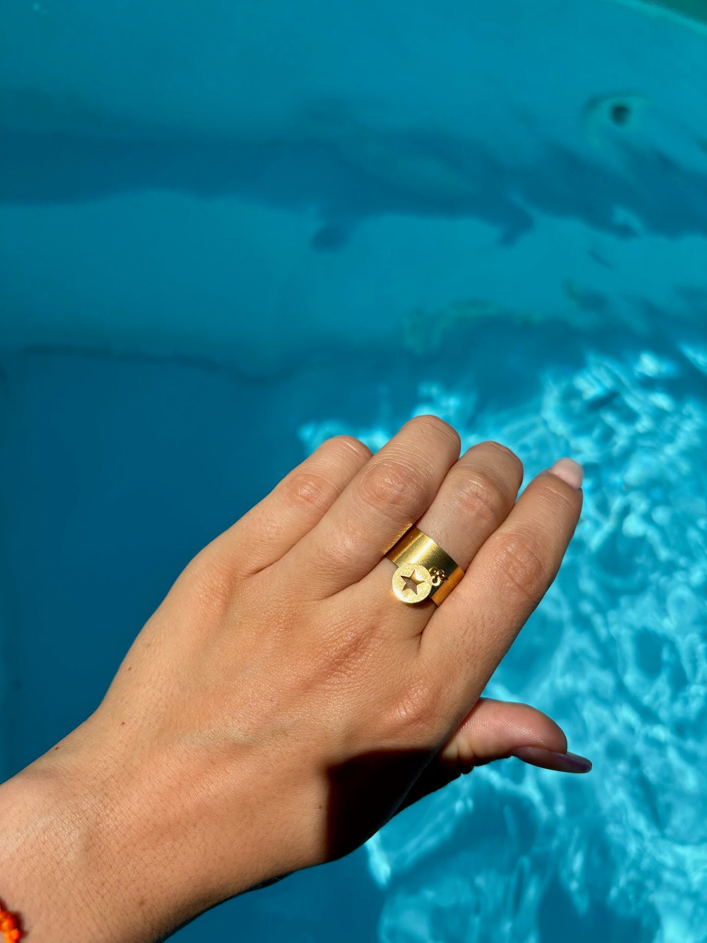 Bague breloque ajustable - Rond étoilé