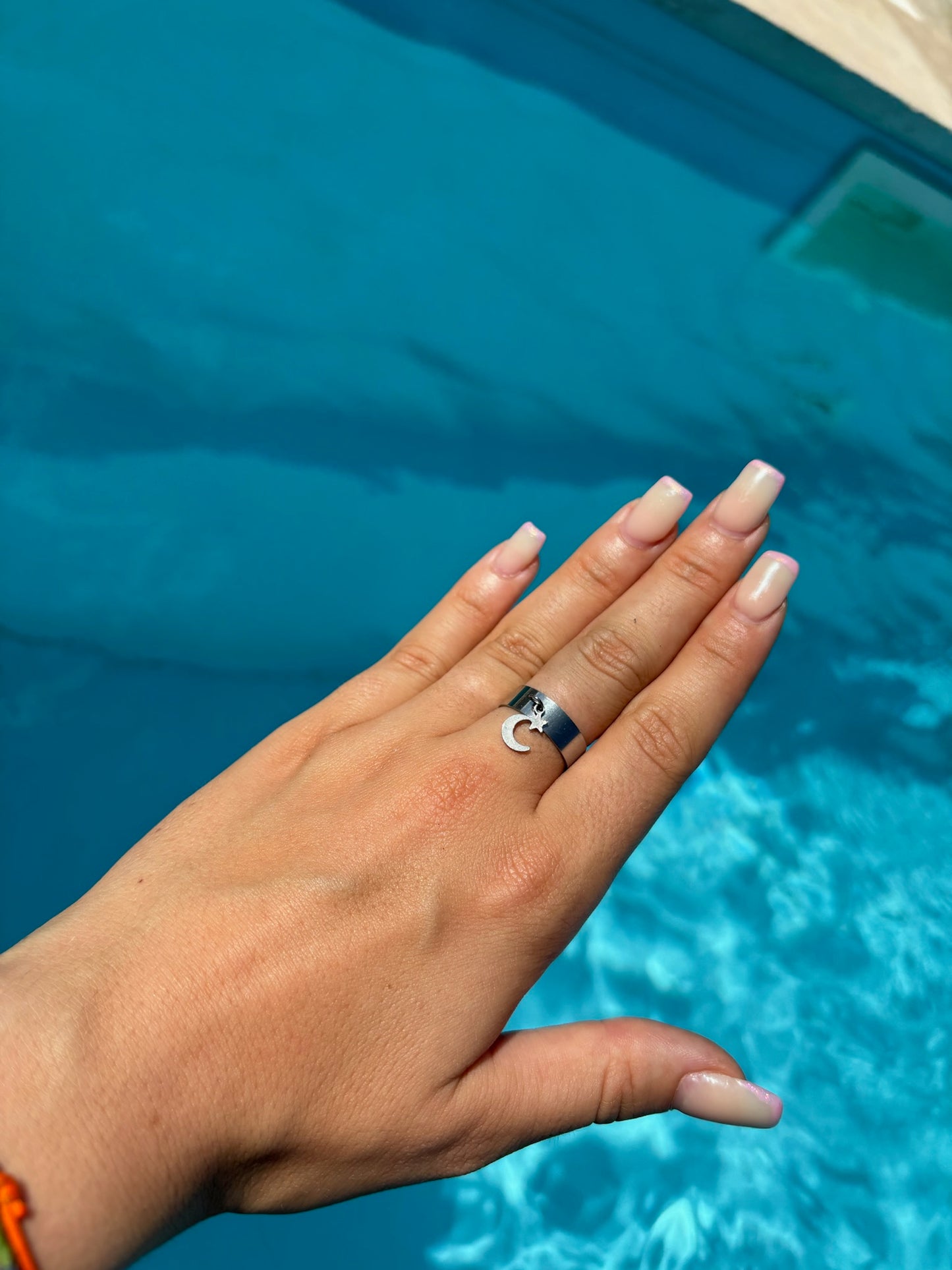 Bague breloque ajustable - Lune étoilé
