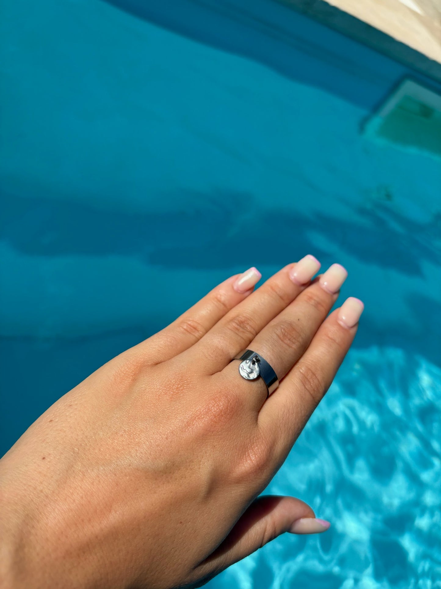 Bague breloque ajustable - Rond matelassé