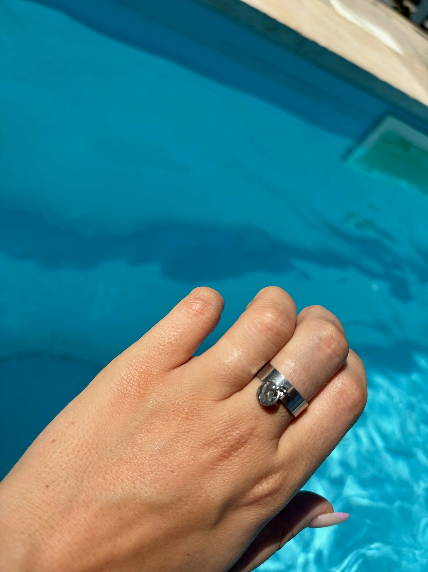 Bague breloque ajustable - Rond matelassé