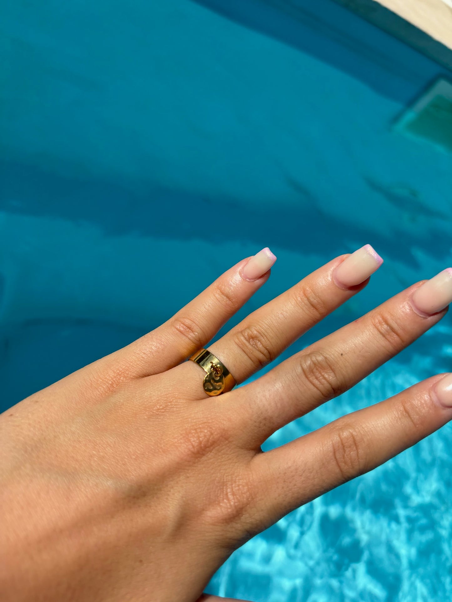 Bague breloque ajustable - Rond matelassé