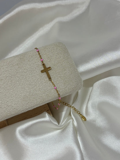 Bracelet croix perlé