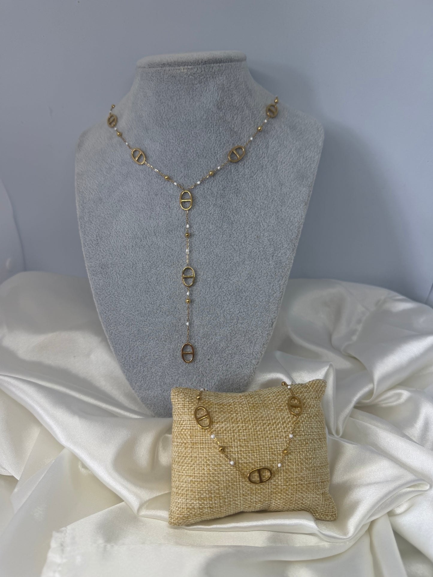 Ensemble maille perlé blanche
