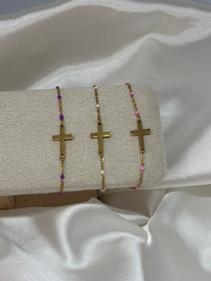 Bracelet croix perlé