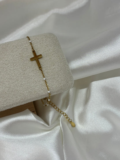 Bracelet croix perlé