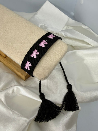 Bracelet tissu noeud rose