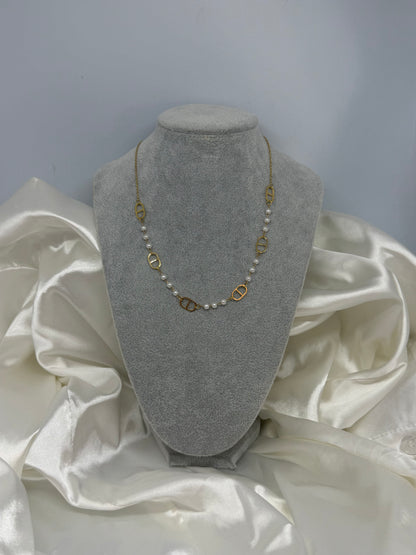 Collier maille perle blanche