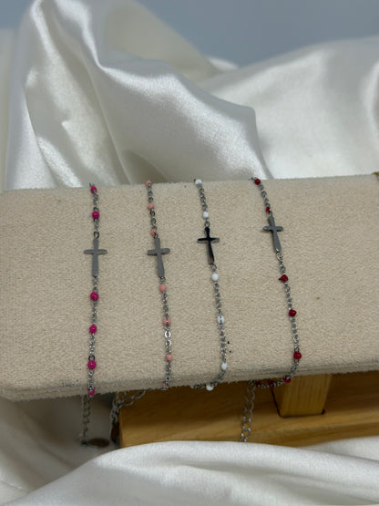 Bracelet croix perlé