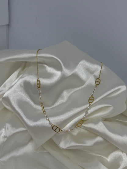 Collier maille perle blanche