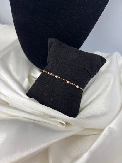 Ensemble chaîne perlé rose