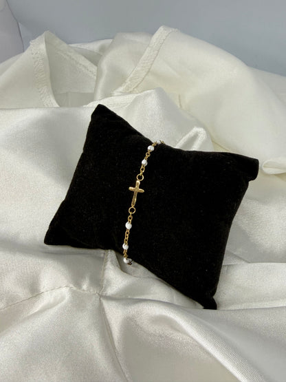 Bracelet croix perlé