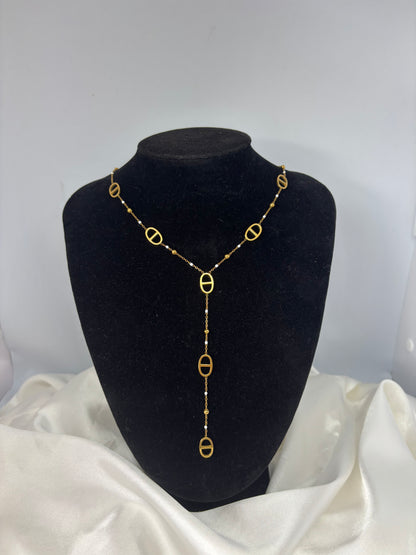 Collier Y maille perlé