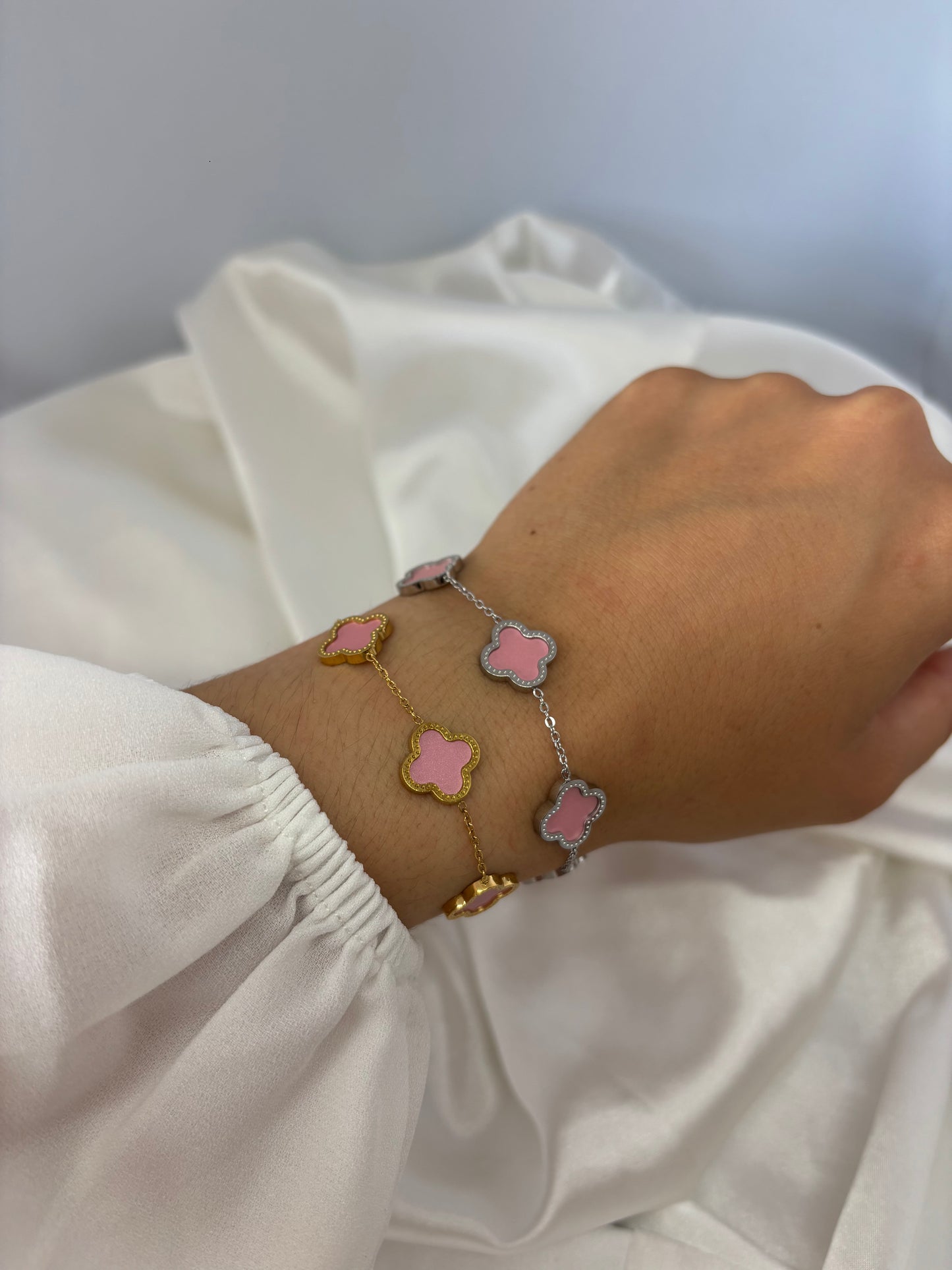 Bracelet fleur rose