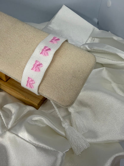 Bracelet tissu noeud rose