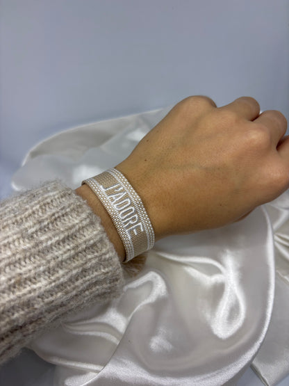 Bracelet tissu "J'ADORE"