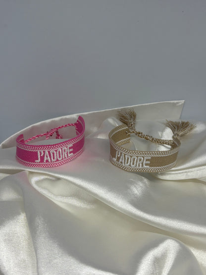 Bracelet tissu "J'ADORE"