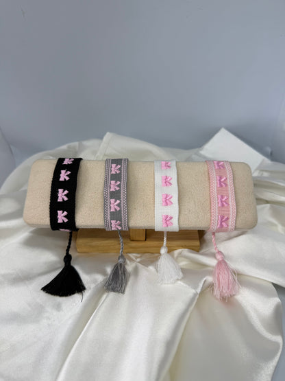 Bracelet tissu noeud rose