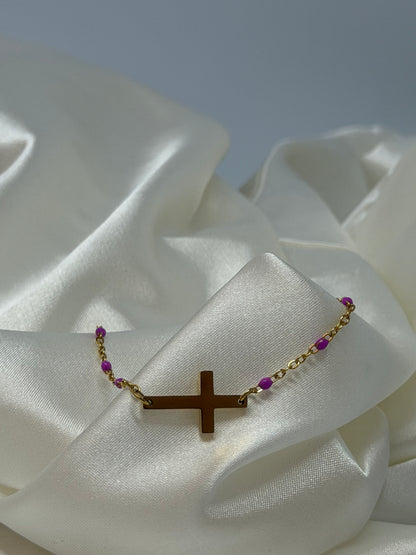 Bracelet croix perlé
