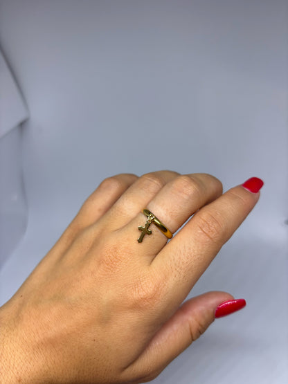 Bague breloque ajustable - Croix