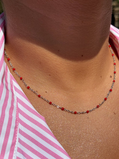 Collier perlé rouge