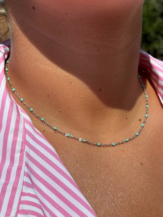 Collier perlé turquoise