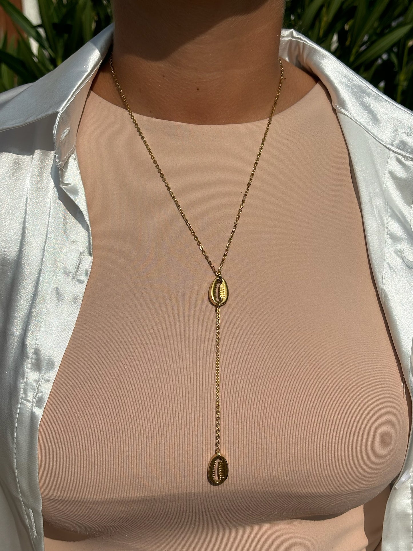 Collier chaîne double coquillage