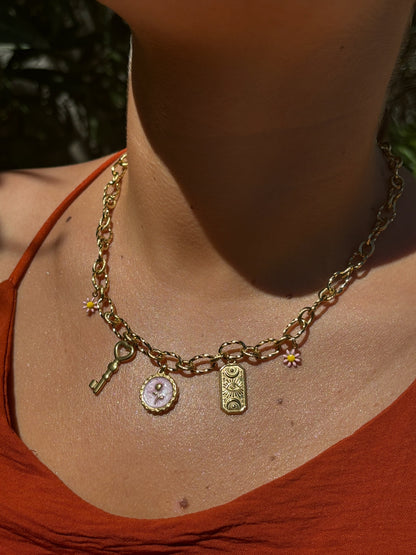 Collier breloque rose