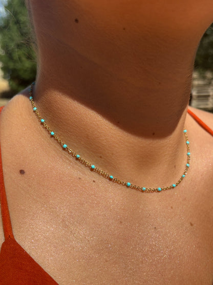 Collier perlé turquoise