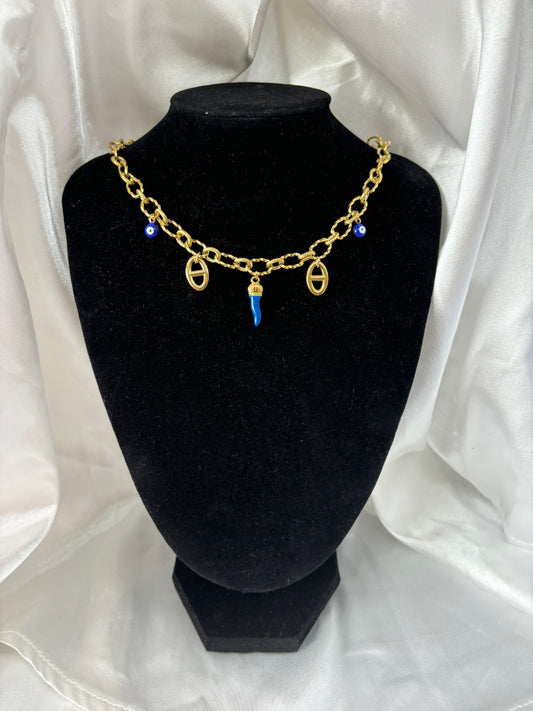 Collier breloque piment bleu