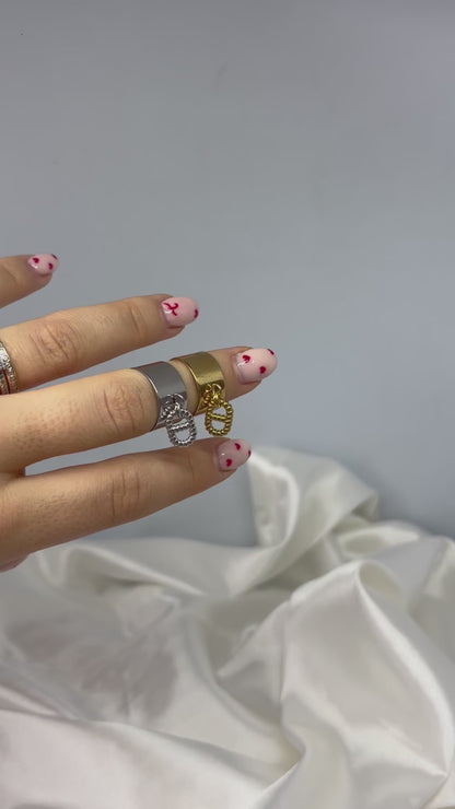 Bague breloque ajustable Maille vague